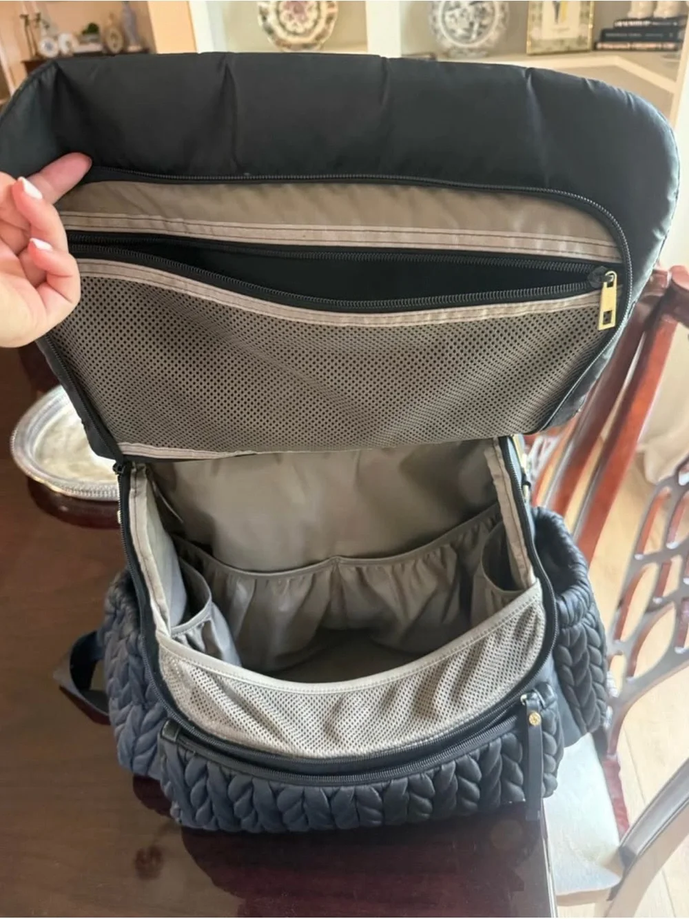 Levy Kids Quilted Black Backpack with Flap